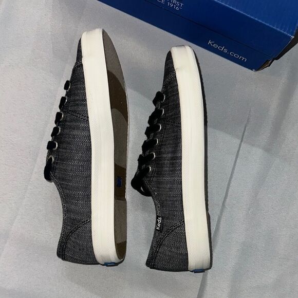 NIB Keds Black, Pewter and White Sneakers Sleek Minimalist Design Sign 6.5 - Picture 6 of 10